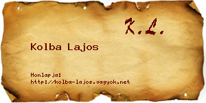 Kolba Lajos névjegykártya